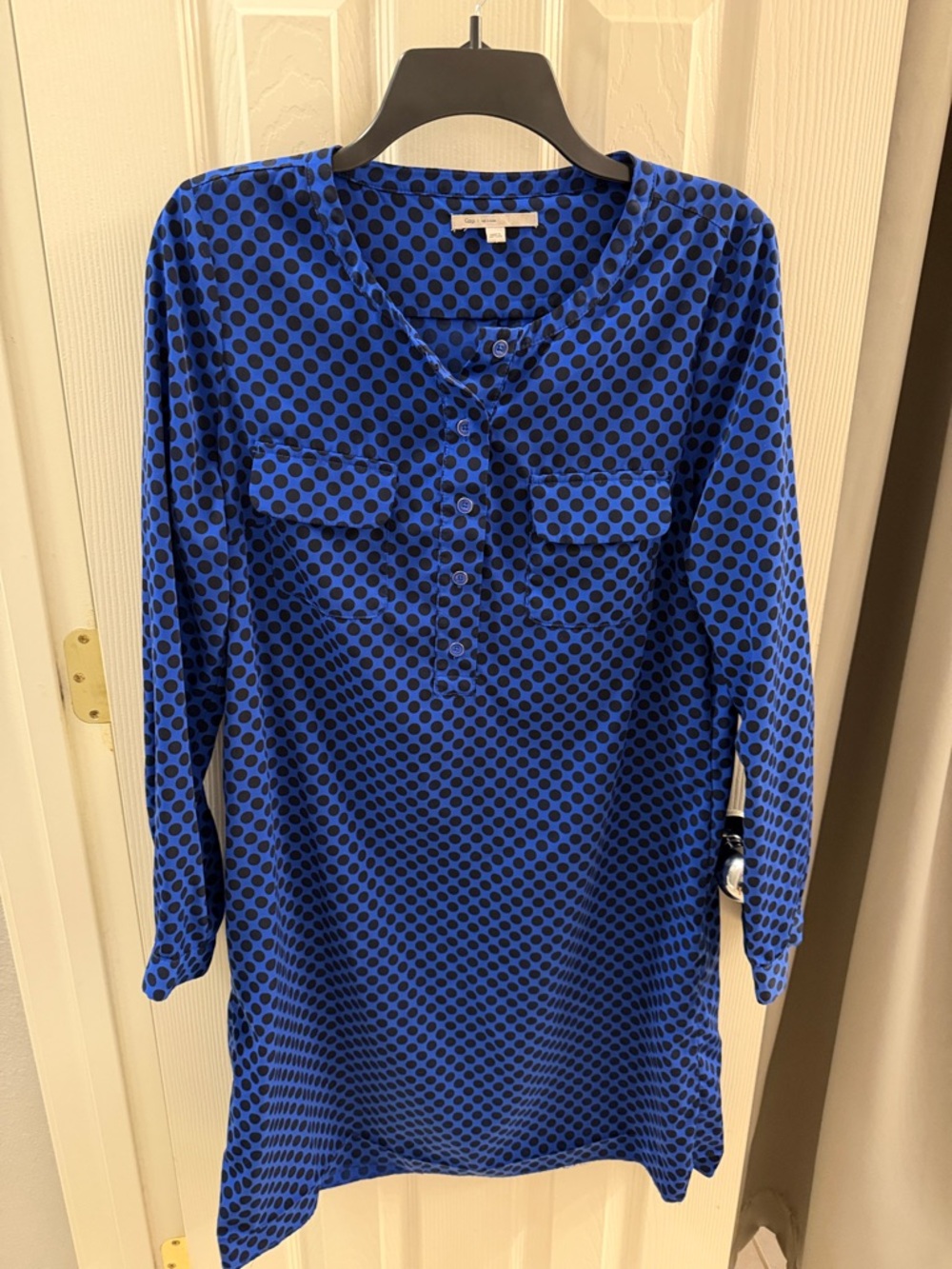 GAP Royal Blue and Black Polka Dot Long Sleeve Tunic